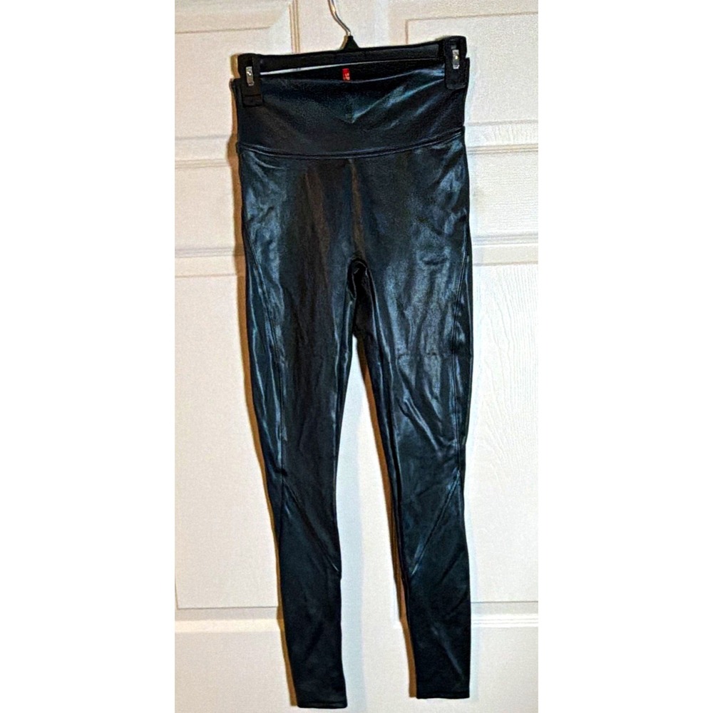 Spanx Women's High Rise Ankle Faux Leather Leggings Iridescent Black Size S